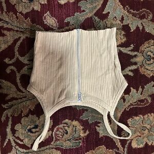 Beige Ribbed Corset Top